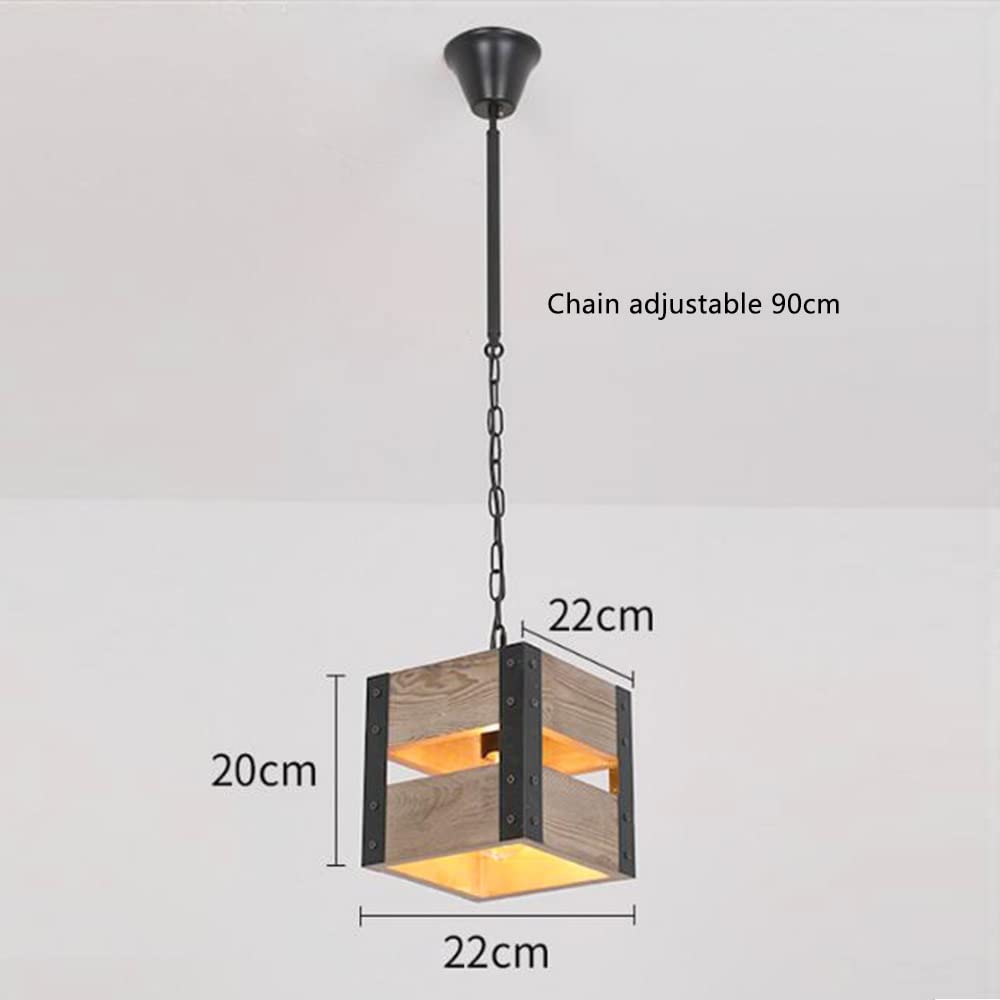 Lampa wisząca sufitowa, retro drewniana lampa wisząca, vintage przemysłowa lampa wisząca, lampa wisząca żyrandol, regulowana wysokość jadalnia lampa stołowa E27, do salonu