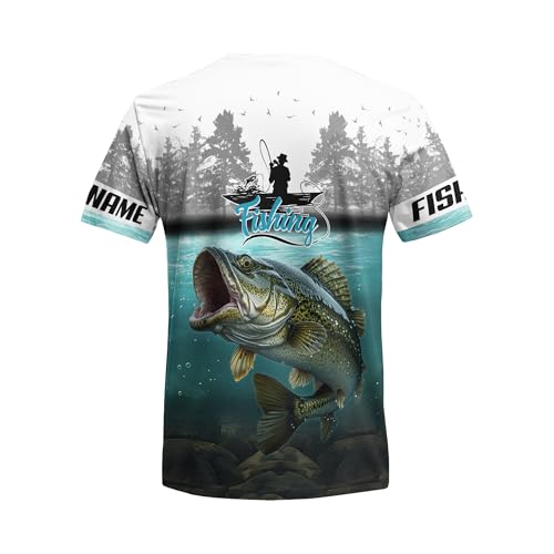 Design Your Own Proud Fisherman T-Shirt for Fishing Dad Printed Tee Jumping Largemouth Bass Fishing Graphic3