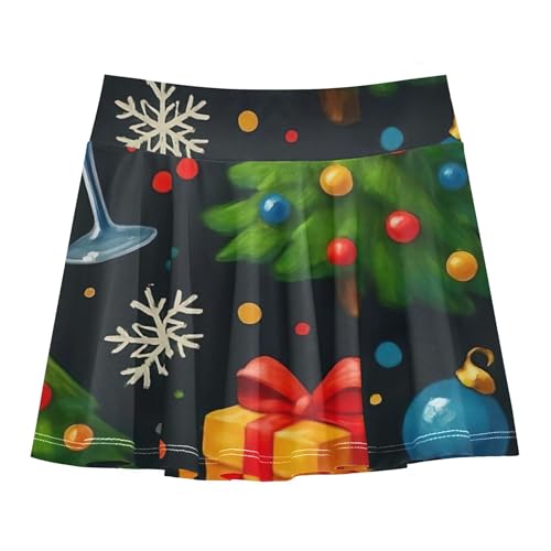 Joisal Athletic Shorts for Girls Skorts Christmas Trees Black Tennis Skirts Toddler Children Flowy Skirt 3t