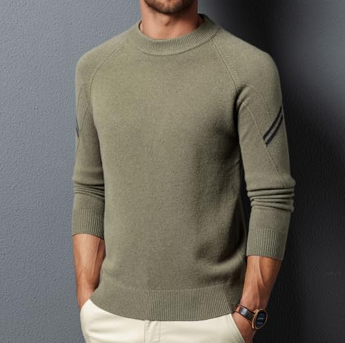 Men's 100% Wool Crewneck Pullover Sweater Casual Loose Fit Sweaters with Ribbing Edge4