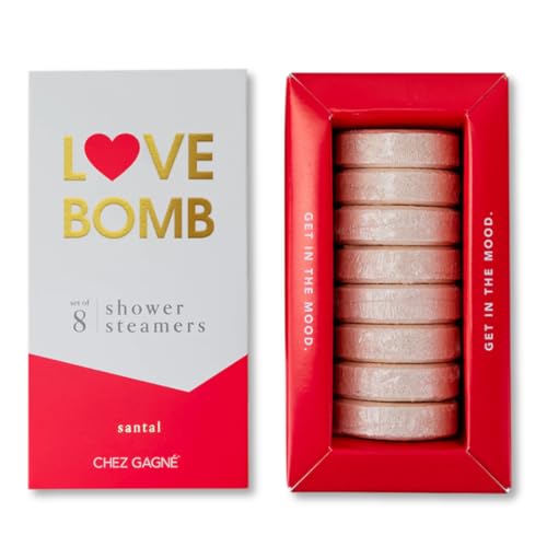 Aromatherapy Shower Steamers - Love Bomb - Santal, Set of 8 - Vegan, Cruelty-Free, Made in USA - Paraben, Sulfate & Phthalate-Free - Romantic Gift, Love Gift, Anniversary