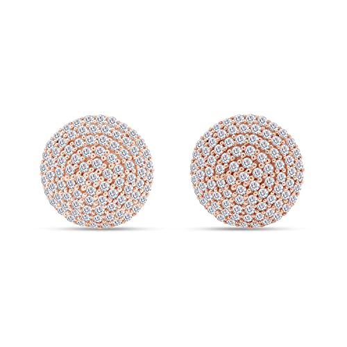Affy 1 1/3 Ct Round Cut Natural White Diamond Half Ball Stud Push Back Earrings In 10K Solid Rose Gold For Women (Color: I-J, Clarity: I2-I3, 1.30 Cttw) #TOP28
