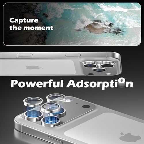Image of Premium Camera Lens Protector Compatible For iPhone 17 Pro (Silver) Camera Lens Protector - 9H Tempered Glass, Military-Grade Anti-Scratch, Case-Friendly, Easy Install Frame