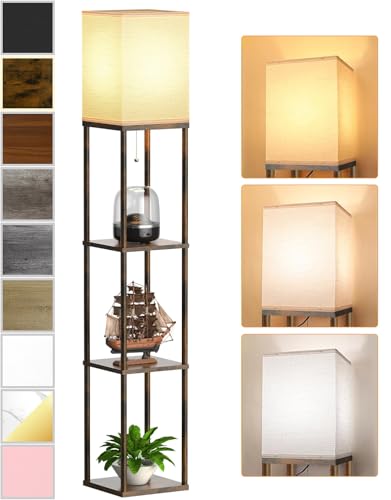 PARTPHONER Floor Lamp with Shelves (Brown)