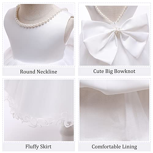 Lzh Baby Girls Ruffle Lace Backless With Headwear,Bowknot Flower Dresses Pageant Party Wedding White #TOP3