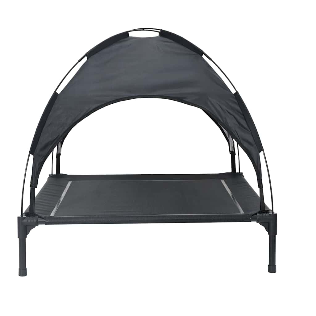 Cuccia per cani in acciaio nero, 104 x 86 x 84,5 cm, per interni ed esterni, con tettuccio parasole rimovibile, antigraffio, traspirante, leggera, antiscivolo, comoda superficie di riposo per