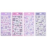 KRGNPLE 実店舗品質 ぷくぷく 3D 立体シール キャラクター 4 枚 可愛い 防水 PVC 覆い膜 精密印刷 手帳・スマホ・文房具デコ ギフト クリスマスプレゼント 耐摩耗 人気（A タイプ）