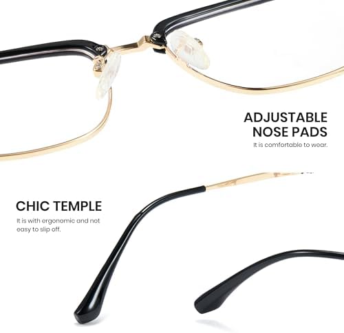 Cyxus Retro Blue Light Glasses Men - Square TR90 Metal Blowline Frame Stylish Trendy for Computer Daily Work 8252 - 2