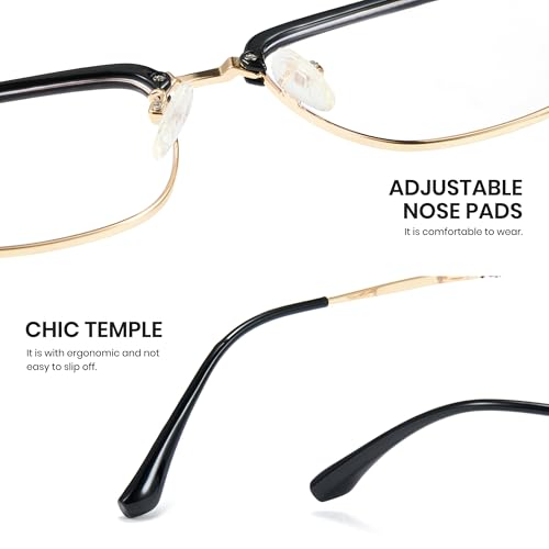 Image of Cyxus Retro Blue Light Glasses Men - Square TR90 Metal Blowline Frame Stylish Trendy for Computer Daily Work 8252