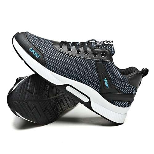 BMINFEE Men's Invisible Height Increasing Elevator Shoes 2.5 Inches Taller Lace-up Breathable mesh Lightweight Hip Hop Fashion Sneakers Blue433