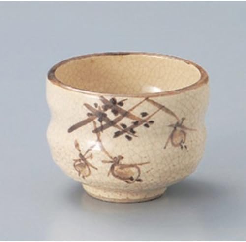 Set of 3 Sencha Oribe Tamachicha (3.1 x 2.4 inches (7.8 x 6.2 cm) (180 cc)] Earth, Handmade, Reinforced Japanese Tableware, Sake Pot, Restaurant, Ryokan, Commercial Use