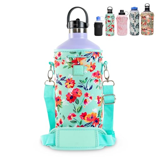 Made Easy Kit Water Bottle Carrier Insulated Neoprene - Adjustable Padded Shoulder Strap - Sling Pouch for Glass Bottle, Stainless Steel Tumbler - 5 Sizes (Teal, Extra Large)