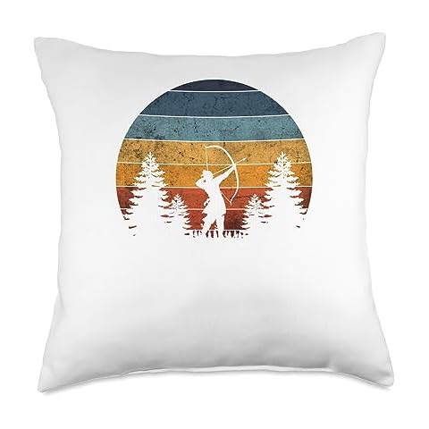 bowfolks - archery stuff Archery, Archer Bow, Vintage Retro Distressed Design, Throw Pillow, 18x18, Multicolor Cover