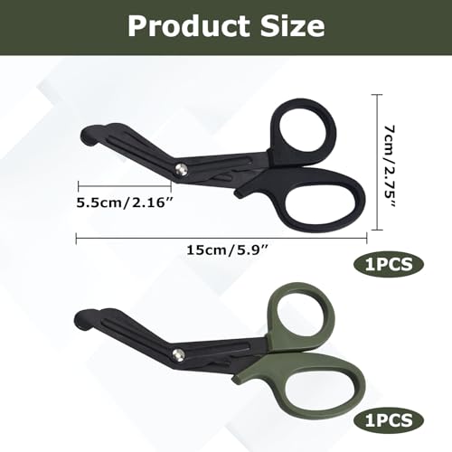 Medizinische Verbandschere, Medizinische Scheren, Rostfreier Stahl Verbandscheren 15cm Bent Stealth Black Für Krankenschwestern, Medizinstudenten, Notaufnahme(Schwarz Und Grün)