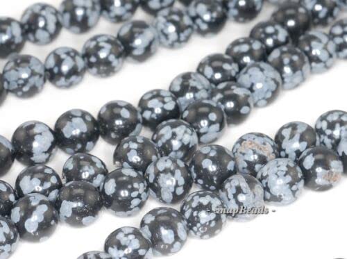 4MM CRISTOBALITE Snowflake Obsidian Gemstone BLK White Round 4MM Loose Beads 15"