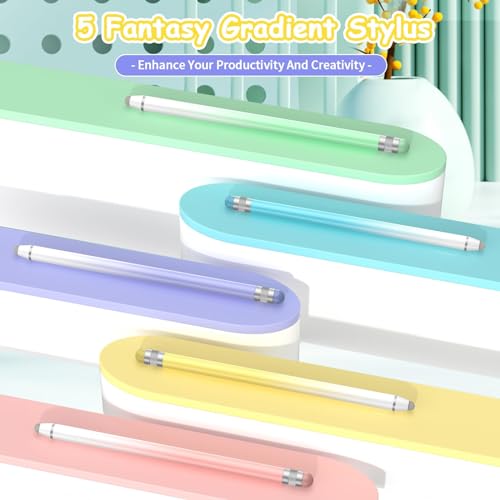 Universal Stylus Pens for Touch Screens (5 Pcs), High Sensitivity Fiber Tips, Compatible with Apple/iPhone/iPad/iOS/Android/Samsung Tablets and All Capacitive Touch Screens (Gradient Multi-Color) - Thumbnail 7