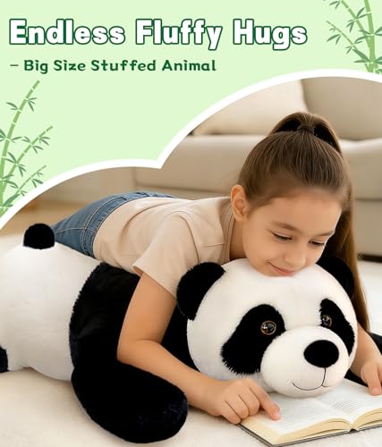 Image of BENINY Giant Panda Stuffed Animal 4Ft, Large Soft Panda Body Pillow Plush for Girls Boys Kids, Oversize Cute Stuffed Toy Gift for Christmas, Birthday, Baby Shower