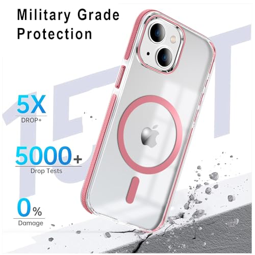 Image of MINTZZ ️ for iPhone 14 Case, Compatible with MagSafe, Military-Grade Protection, Yellowing Resistant, Scratch-Resistant TPU Back, Magnetic Phone Case (Pink, iPhone 14)