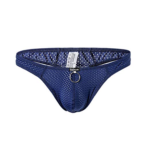 CHENGSHEN Sexy Men Thongs Breathable Hole Underwear Low Rise Pouch Jockstrap G-Strings Underpants Sapphire