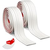 Sasylvia 2 Pcs Flexible Baseboard Molding Trim 4 Inch x 16 Feet Self Adhesive Vinyl Wall Base Peel and Stick Rubber Wall Base Trim Molding Flexible Floor for Floors(Cream White)