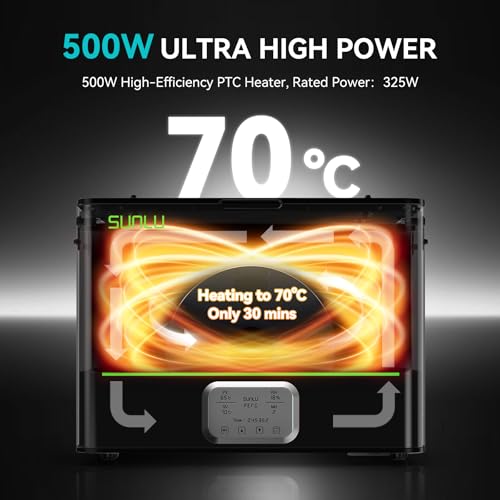 Image of SUNLU Official 3D Printer Filament Dryer E2, 110℃ Max Temperature, 500W PTC Heater, Dry and Anneal 2-in-1, Dual-Chamber, Designed for Engineering Filaments, PC PA-CF FR-ABS Filament Dryer Box (Black)