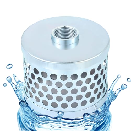 Round Hole Suction Strainer Filter for Pumps, Carbon Plated Steel Basket Water Suction Filter, with NPT Female Thread, Reduces Solids Entering Pump (1 inch)