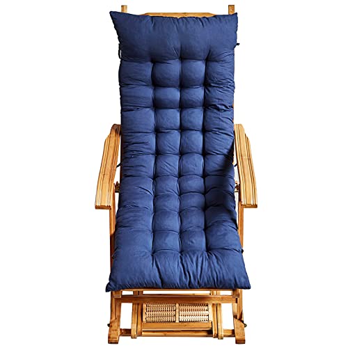 Moolo Patio Lounge Chairs Rocking Chair Adjustable Bamboo Recliner Foldable Sun Lounger Recliner For Balcony Outdoor Terrace Garden(Size:120Cm Cushion,Color:blue) #TOP17