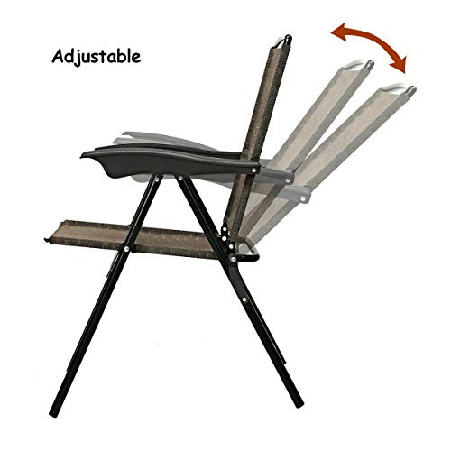 Goplus SU-3687 Folding Sling Chairs Sets Of 4, Portable Chairs For Patio Garden Pool Outdoor & Indoor W/Armrests & Adjustable Back thumb #3