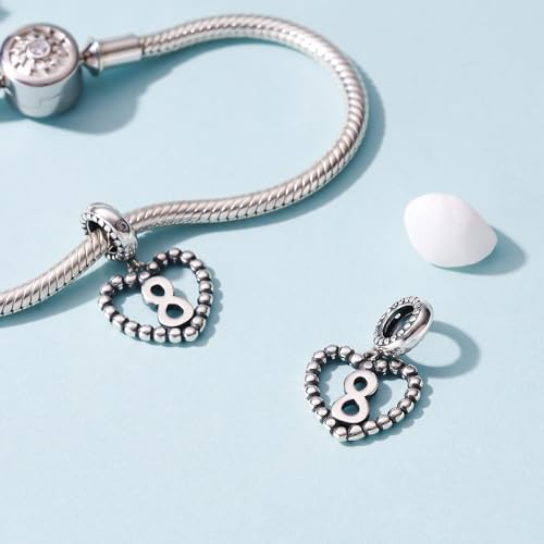Image of 925 Sterling Silver Number Charm fits Pandora, Gift for Women