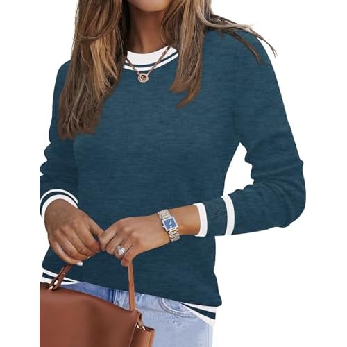 Ivicoer Womens Sweaters 2026 Trendy Long Sleeve Knit Pullover Light-Weight Crewneck Sweater Top S-XXL