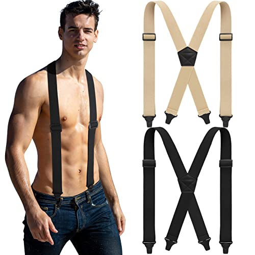 Image of Janmercy 2 Pcs X Back Hidden Suspenders for Men