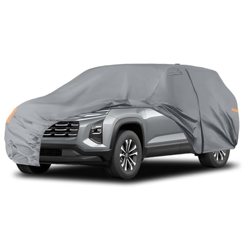Waterproof Car Cover Compatible with 2004-2025 Chevy Equinox LS/LT/RS/Premier, 10 Layers All Weather Car Covers with Inner Cotton and Windproof Bands, Zipper Door for Snow Rain Dust Protection