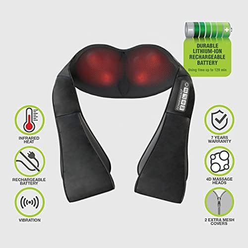Cordless Neck Massager with Deep Heat Shiatsu and Vibration Massage Donnerberg,German Quality Neck Back and Shoulder Massager for Muscle Pain and Relaxation,7 Years Warranty