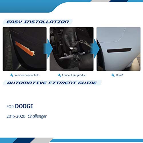 Gempro Led Front Side Marker Lights Bumper Signal Lamps Assembly For Dodge Challenger 2015-2023, Smoked Lens 2Pcs #TOP5