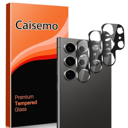 Caisemo 3 Pack Camera Lens Protector for Samsung Galaxy S24 Ultra, 9H, Tempered Glass Camera Screen Protector
