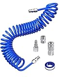 SARDVISA 25 Feet Repairable PU Recoil Air Hose, Air Compressor Hose with 1/4