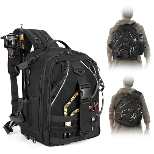 Jueachy Fishing Tackle Backpack with Rod Holder