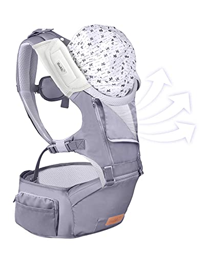 Bable 6-in-1 Baby Carrier with Hip Seat, 360 Ergonomic Front and Back Baby Carrier with Nursing Cover for Newborn to Toddler (8-33 lbs),Baby Wrap Carrier, Mesh for All Seasons - Blue Heron