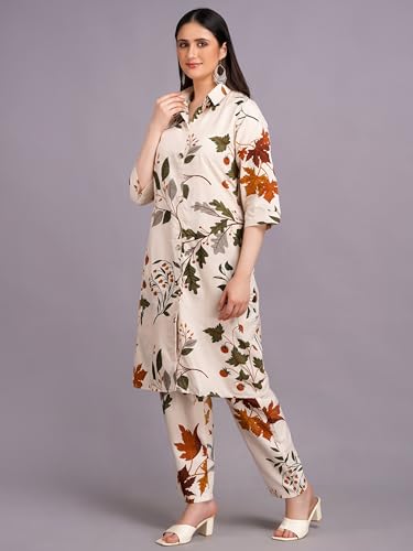 Image of Women's Printed Cotton Blend Co-ord Set Top & Bottom Two-Piece Set Casual & Office Wear