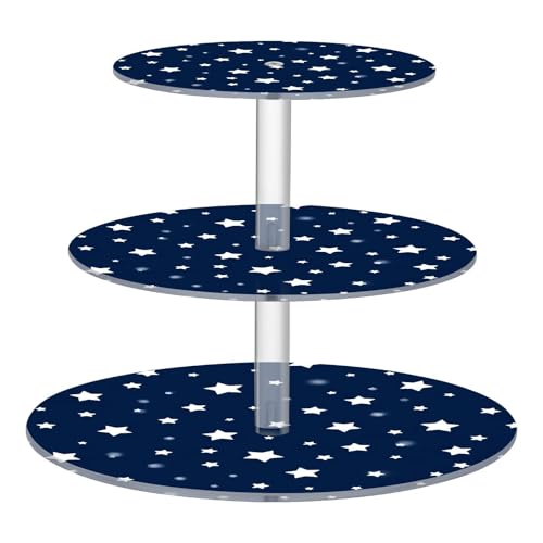Nander 3 Tier Cupcake Stand,Cute Stars Large Cupcake Tower Display, Round Cupcake Holder, Acrylic Dessert Stand, Pastry Display Tree for Party, Wedding, Baby Shower
