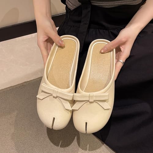 Tabi Shoes Split Toe Loafers for Women Casual Slippers Cute Bow Mules Slip on Low Heels Flats Lightweight Leather Round Toes Goth Comfort Walking Slides Dressy Shoes Office Business Cruise Vacation3
