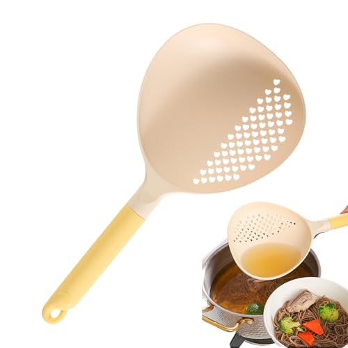Patifirst Cuchara Grande Para Cocina,Cucharón Con Mango De Silicona Y Agujeros,Cuchara de Cocina Colador Alimenticio - para Hogar Restaurante Residencia Filtrado Fideos Pasta Empanadas Fruta Verdura