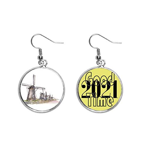 Pendientes de molino de viento de Holanda estilo Art Deco joyería vintage de moda para mujer