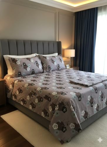 Image of 3D Printed 144 Tc Microfiber Double Bedsheet with 2 King Size Pillow Covers Breathable | Wrinklfree | Summer | Topsheet (90 x 90 Inches) (Lavender)