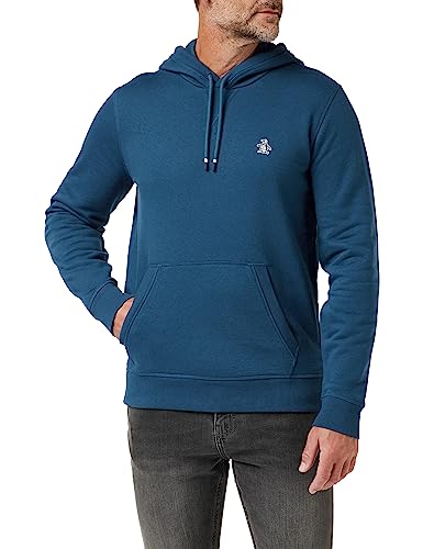Original Penguin - Men's Hoodie, Sticker Pete Organic Cotton Fleece Pullover Hoodie, Posiedon Blue, XL