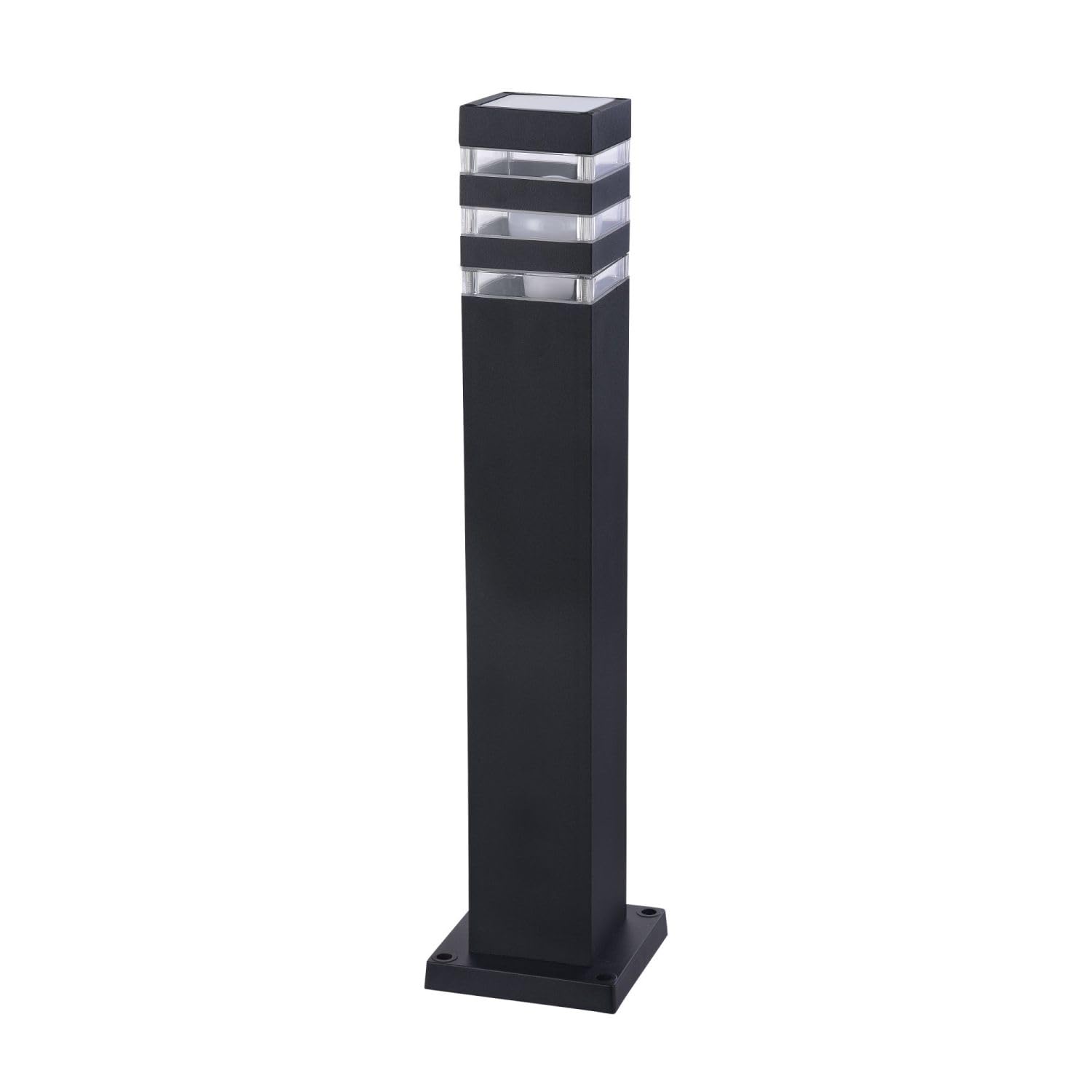 Licht-Erlebnisse Pollerleuchte außen Aluminium 61 cm hoch IP54 Schwarz E27 eckig Modern Wegeleuchte Garten Stehlampe außen Outdoor Stehleuchte