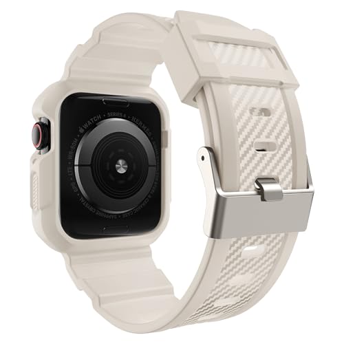 OROBAY-Compatible-with-Apple-Watch-Band-45mm44mm42mm-Series-321-with-Case-Shockproof-Rugged-Band-Strap-for-iWatch-SE2-SE-Series-987654321-with-Bumper-Case-Cover-Men-Women-Starlight