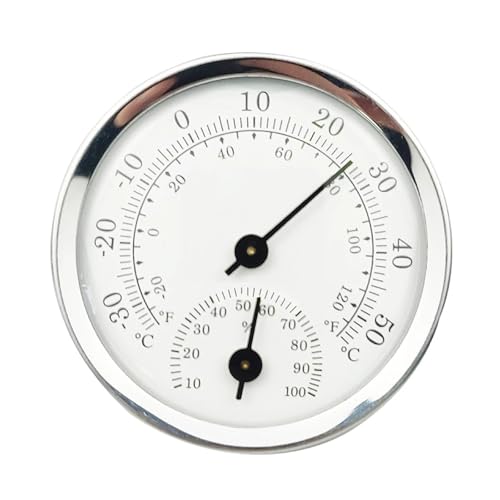 ミニ温度計金属シェルスチームサウナルームバスルームサウナ屋内と屋外での使用温度計と湿度計(A)