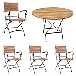 OUTLIV. Lindau Biergartensessel-Set Stahl Teak