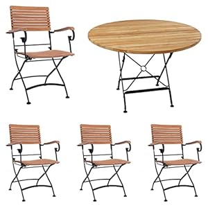 OUTLIV. Lindau Biergartensessel-Set Stahl Teak
